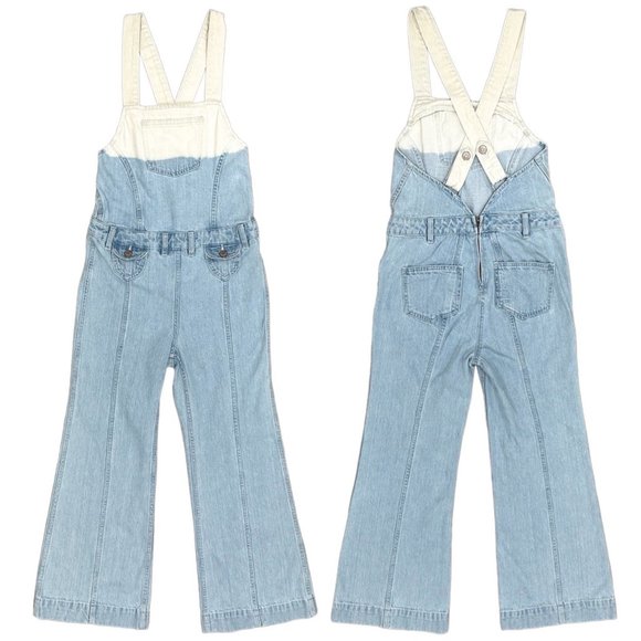 Ulla Johnson Claude Ombre Light Wash Flare Leg Denim Overalls in Women's Size 6 - Picture 3 of 16